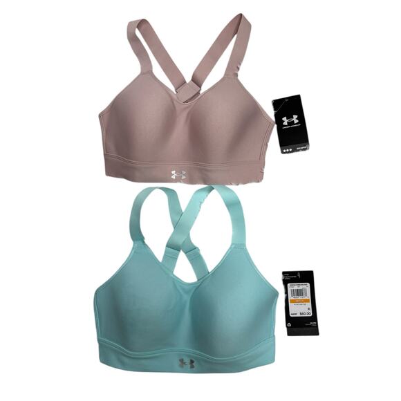 NWT Under Armour Continuum High Support Sports Bras Set S — Pink & Aqua - Picture 2 of 11